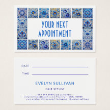 Blått mediterrana plattor ram-kort