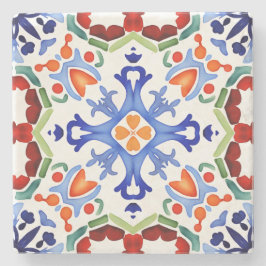 Blått mexikanskt färgade plattor möhippa tryckt stenunderlägg