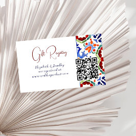 Blått mexikanskt färgade plattor qr-presentregiste tilläggskort