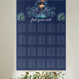 Blått mexikanskt sittdiagram för Stil Quinceañera Poster