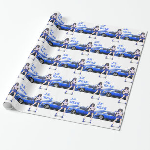 Blått Miata - med animeflickan Presentpapper