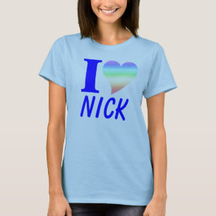 Blått mig hjärta Nick T-shirt