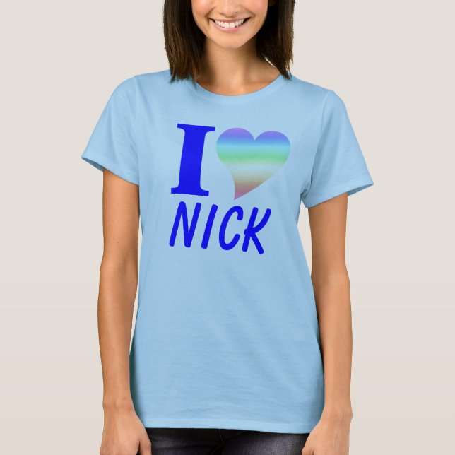 Blått mig hjärta Nick T-shirt (Framsida)