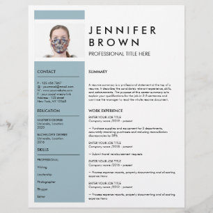Blått Minimal meritförteckning cv med fotografi