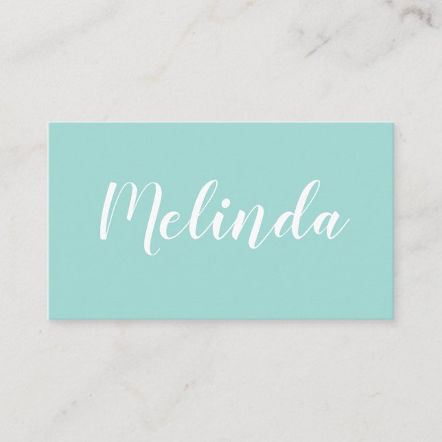 Blått/minimalist moderiktig visitkort för turkos (Framsida)
