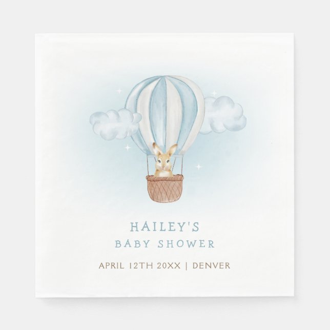 Blått minimalistiskt Luftballong, babykläder Pappersservett (Framsidan)