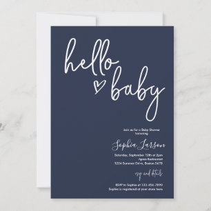 Blått minimalistiskt, modernt babyskor för Boho Inbjudningar