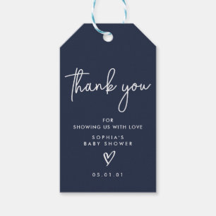 Blått minimalistiskt, modernt babyskor för Boho Presentetikett