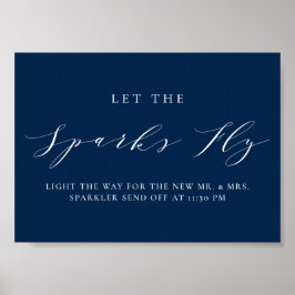 Blått, minimalistiskt skript Låt Sparks Fly Bröllo Poster