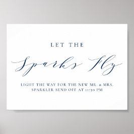 Blått, minimalistiskt skript Låt Sparks Fly Bröllo Poster