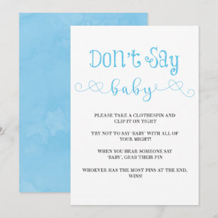 Blått minimalistiskt skript Säg inte Baby Inbjudni