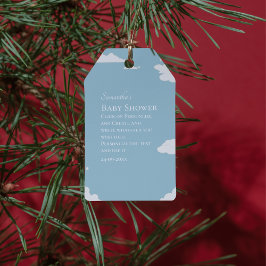 Blått minimalistiskt, strålande babydusch presentetikett