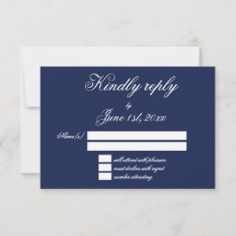 Blått minimalistkort för elegant Navy-Bröllop OSA