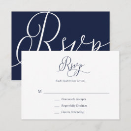 Blått minimalistkort för elegant Navy-Bröllop OSA Kort