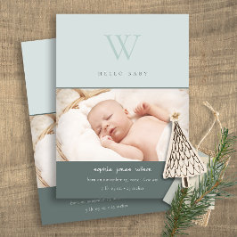 Blått minimalt monogram - meddelande om födelsetal