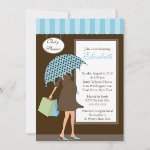 Blått Mod Mamma Baby Shoppe Boy Baby Shower Inbjudningar