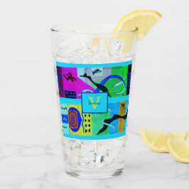 Blått Mode Abstrakt inspiration från Matisse Glaskopp