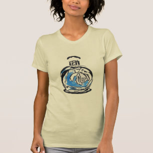 Blått mode illustration parfym flaska t-shirt