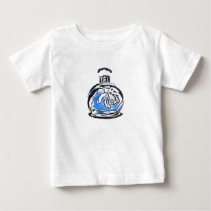 Blått mode illustration parfym flaska tee shirt