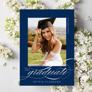 Blått Modern Elegant-skript - foto Studenten Meddelande