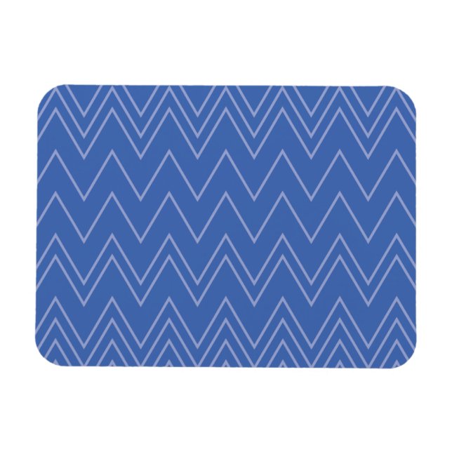 Blått, modernt, enkelt, coola, trendig zigzag möns magnet (Horisontell)