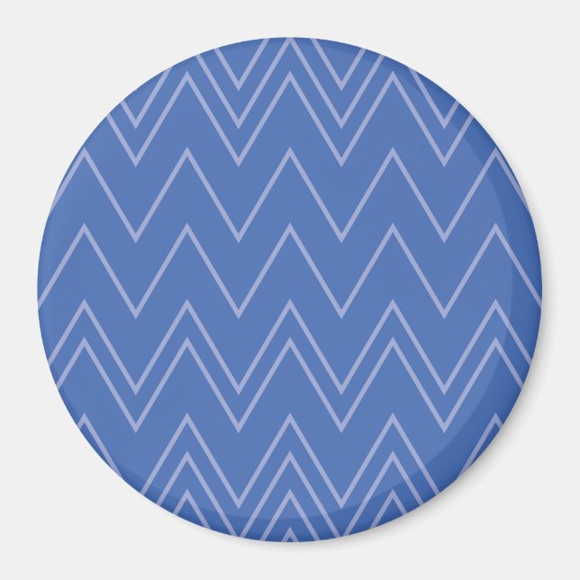 Blått, modernt, enkelt, coola, trendig zigzag möns magnet (Framsidan)
