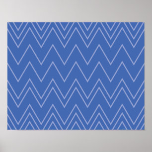 Blått, modernt, enkelt, coola, trendig zigzag möns poster