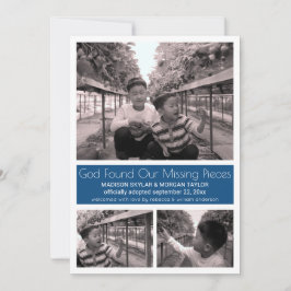 Blått, modernt, minimalistiskt barn adoptionsfoto meddelande