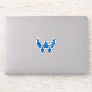 Blått Modernt och Minimalt Bokstav W Monogram Klistermärken