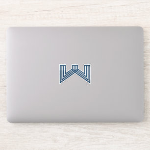 Blått Modernt och Minimalt Linjebokstav W Monogram Klistermärken
