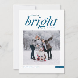 Blått modernt skript, ljusa dagar före foto julkort