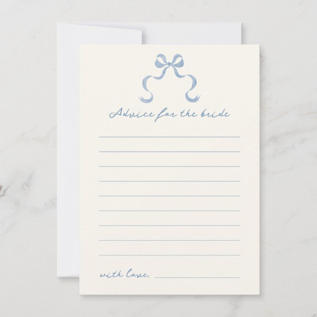 Blått Möhippa för Bow-kort för Hand plockade Inbjudningar (Framsida)