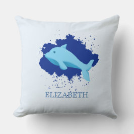 blått moln med valar som anpassats till namn kudde