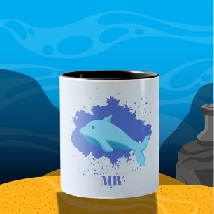 blått moln med valfångst namn initialer monogram Två-Tonad mugg