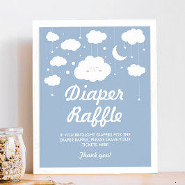 Blått molnbabyskor Diaper Raffle Game Poster