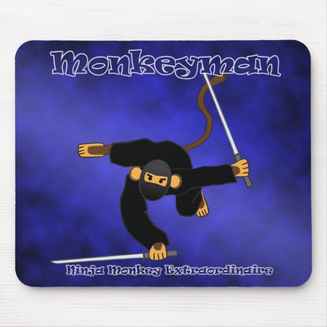 Blått Monkeyman Mousepad Musmatta (Framsidan)