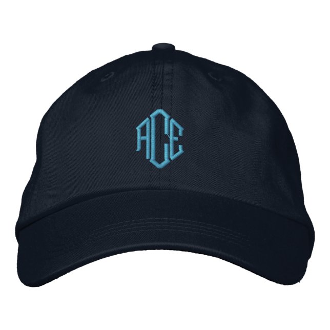Blått monogram broderad keps (Framsida)