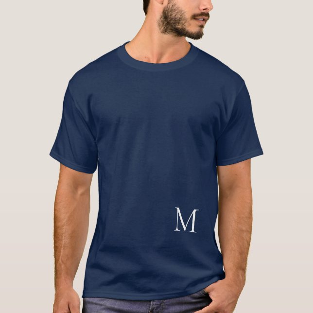 Blått Monogram-Dubbla i manar, modern design T Shirt (Framsida)