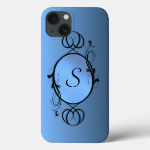 Blått monogram eller initial