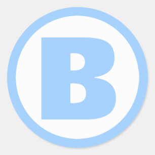 Blått monogram för babydusch-fester runt klistermärke