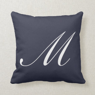 Blått Monogram för Brev Kudde