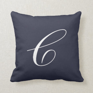 Blått Monogram i Brev C Kudde