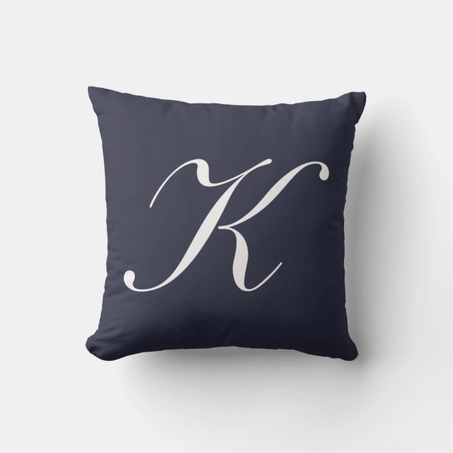Blått Monogram i Brev Kudde (Framsida)