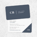 Blått monogram Modern Minimal, enkelt Visitkort<br><div class="desc">En enkel snyggt anpassad design med modern typografi och en dusky marin blå egenskap färg. Texten,  inklusive ditt monogram,  kan lätt vara personlig för att göra en design så unik som du är! Trendiget perfekt har skräddarsytt för använda för privat bruk eller företag!</div>