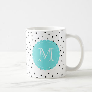 Blått Monogram Mugg, svart- och vitt konfetti-punk Kaffemugg