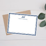 Blått monogram tunn och tjockt Gräns Anteckningskort<br><div class="desc">Perfekt av tunt och tjockt Gräns-anteckningskort för chef,  konsulter,  professioneller eller affärsmän.</div>