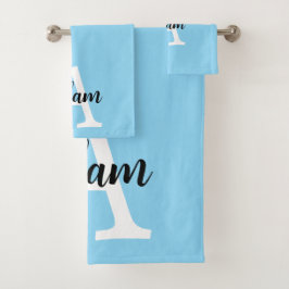Blått monogramnamn, personlig skriptdesign