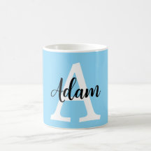 Blått monogramnamn, personligt utformat typsnitt