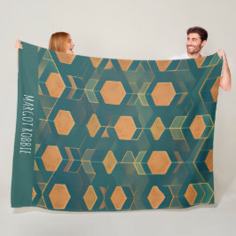 Blått monokromatiskt Mönster med gränssnitt Fleecefilt