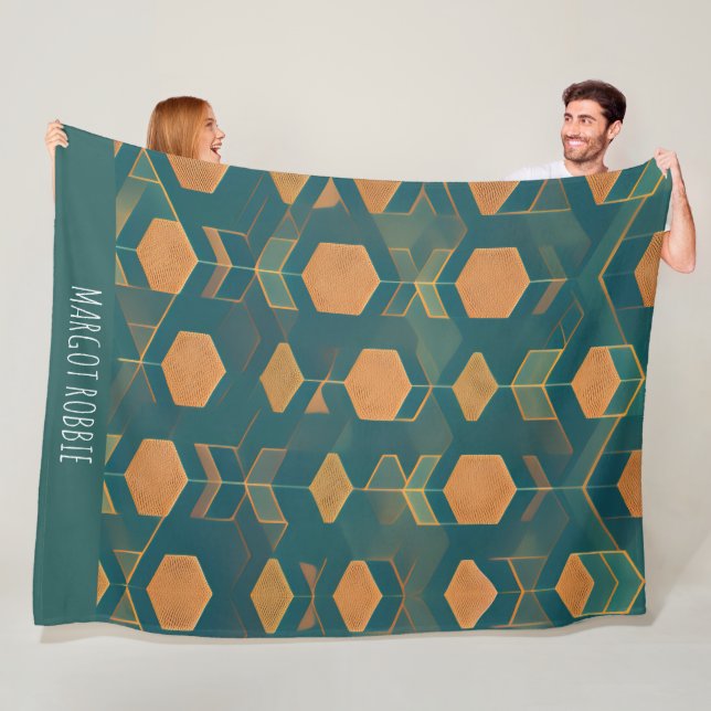 Blått monokromatiskt Mönster med gränssnitt Fleecefilt (På plats)